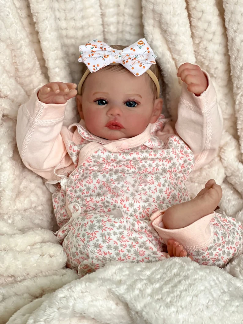 NPK 17inch Reborn Baby Doll Meadow Soft Body handmade 3D Skin with Visbile Veins Collectible Art Doll Christmas Gift