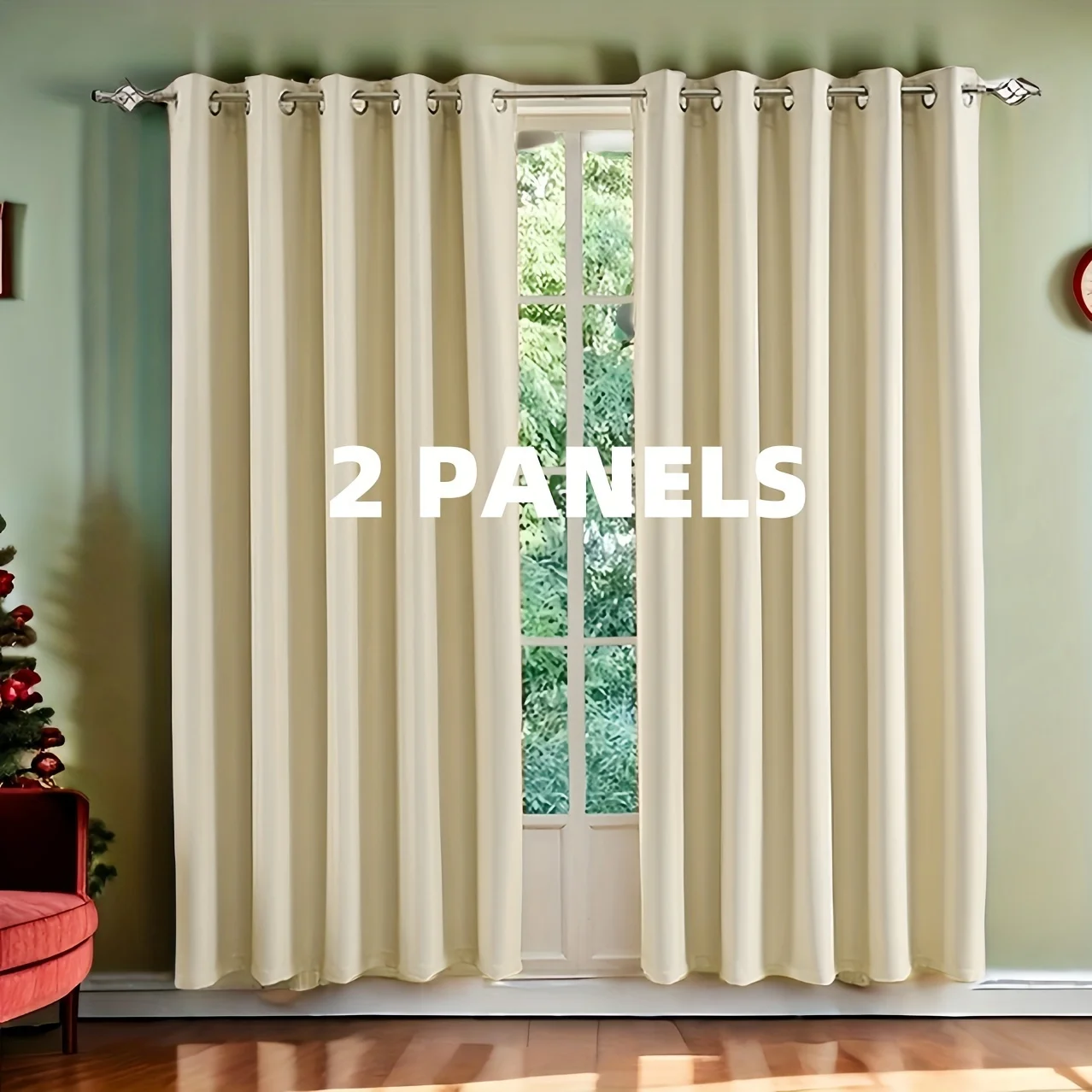 2pcs 100% Blackout Curtains, Thermal Insulated Window Drapes, Window Treatments for Bedroom Living Room, Home Decoration