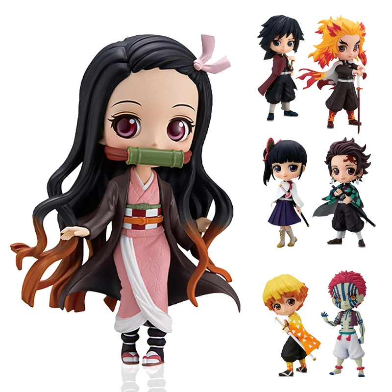 Figura de Demon Slayer de Anime, Nezuko, Tanjirou, Zenitsu, Inosuke, Kyoujurou, Giyuu, Kawaii, Qposket, modelo de PVC, juguete coleccionable, regalo