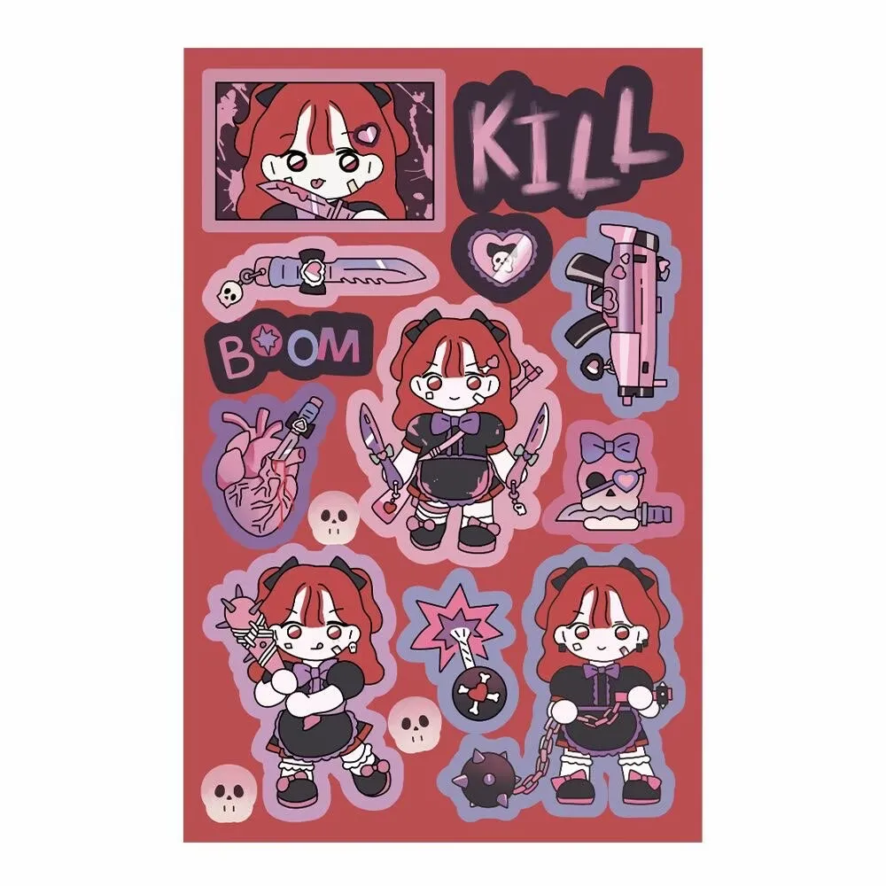 1/5Pcs Cartoon Girl 2 Korean Flat Q-Version Character Stickers Hand Account DIY Material Decorative Stickers Ins High Beauty