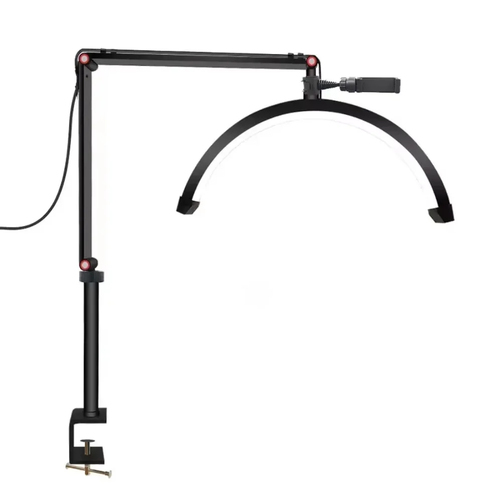 

Desktop LED Nail Light White Half-moon Fill Light 3000K-6000K C-Clamp for Beauty Salon