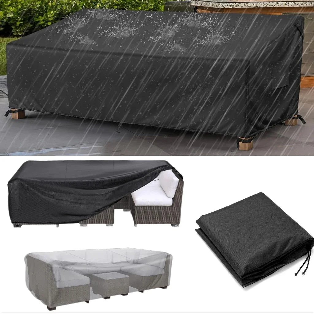 High Quality Outdoor Patio Waterproof Covers Furniture Rain Snow Chair Covers for Sofa Table 210D Oxford Cloth Black Dust Cover