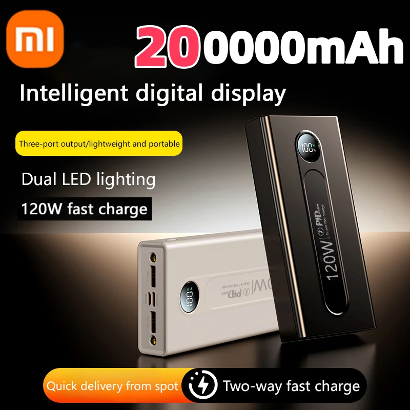 Xiaomi 200000 Power Bank mAh 120W Batteria a ricarica super veloce Display digitale ad alta capacità Power Bank per iPhone Huawei Samsung