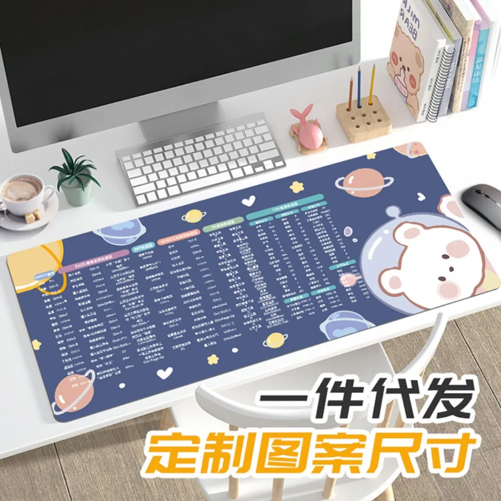 Large Thick Rubber Desk Mat For Girls Waterproof Precise Stitched Edge Shortcut Keyboard Mouse Pad（002）