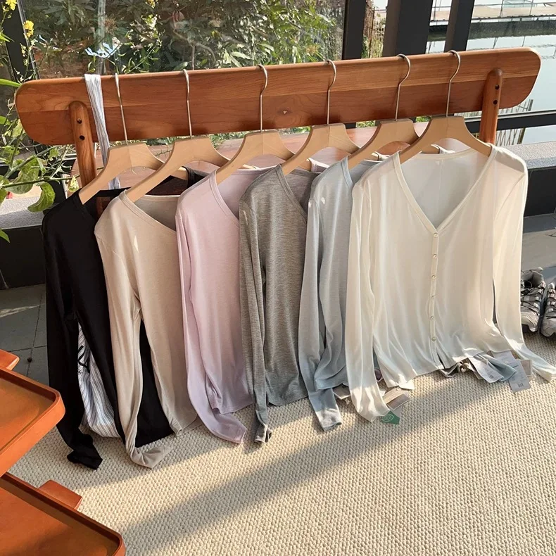 Wool Lyocell Blending High Quality Thin Women Summer Cardigans Womens Tops Clothes Fashion Shirts Blusas Roupa Feminina