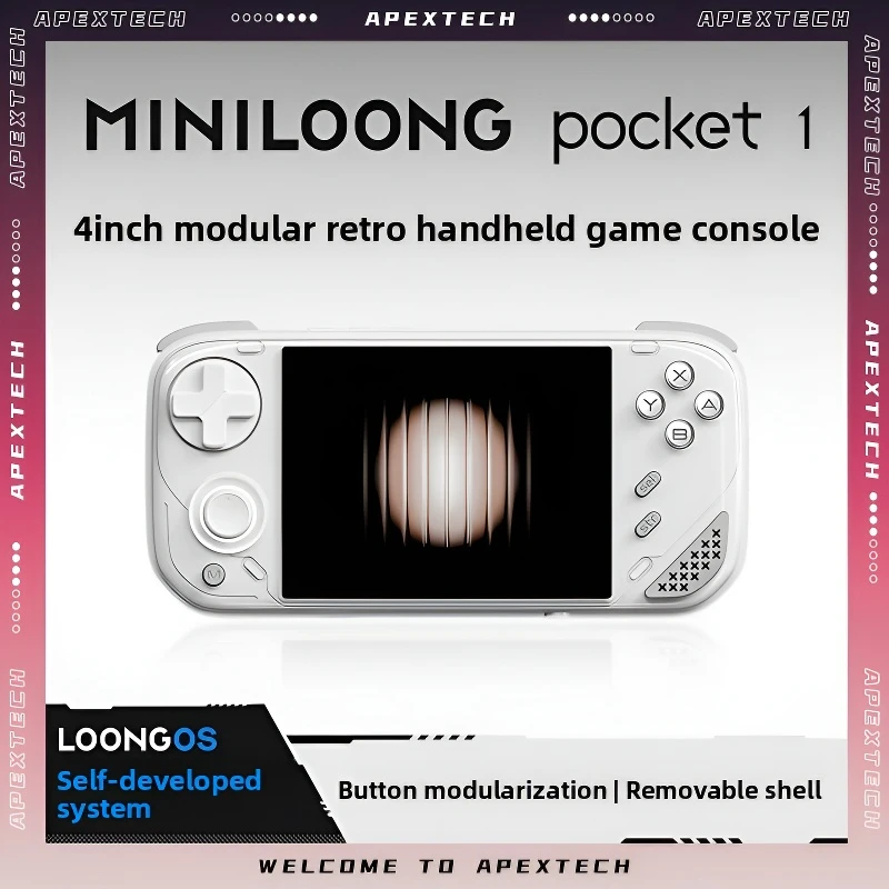 

Портативная консоль MINILOONG Pocket 1 с модульной конструкцией, 4-дюймовым IPS-экраном 960x720, процессором RK3566, аккумулятором 4000 мАч, Wi-Fi и Bluetooth, для ретро-игр
