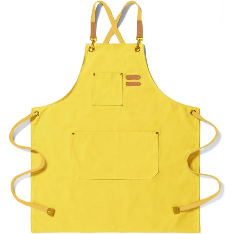 

Кухонные фартуки шеф-повара для женщин и мужчин с 3-мя карманами для приготовления пищи, нагрудник для барбекю