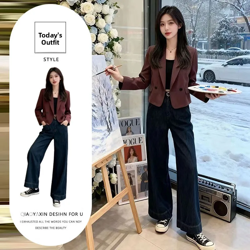 

Elegant Short Suit Jacket Autumn New Style Two-Piece Set Pants Fragrance Style Quality Fashionable Women's Professional Pantsuit