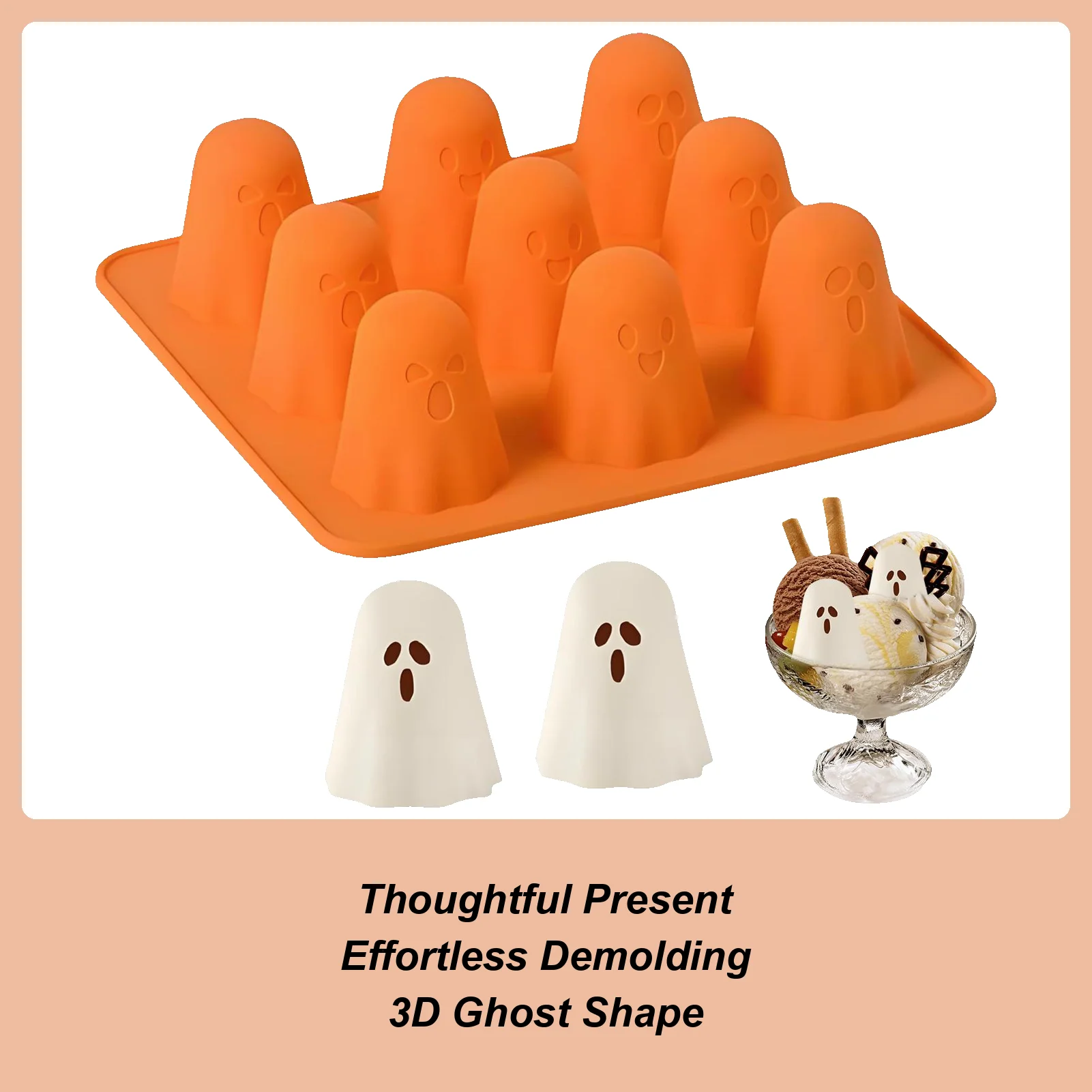 

1pcs Silicone Mold Ice Cube Mold Chocolate Candy Mold Halloween Silicone Mold for Jelly Chocolate Candy Crayons Easy Demoulding