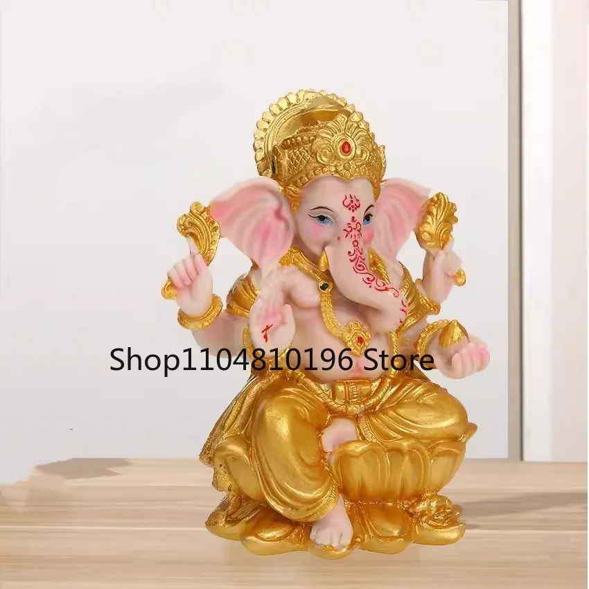 Creative exquisite resin carving craft Indian Ganesha home living room office desktop Feng Shui Auspicious decoration ornament
