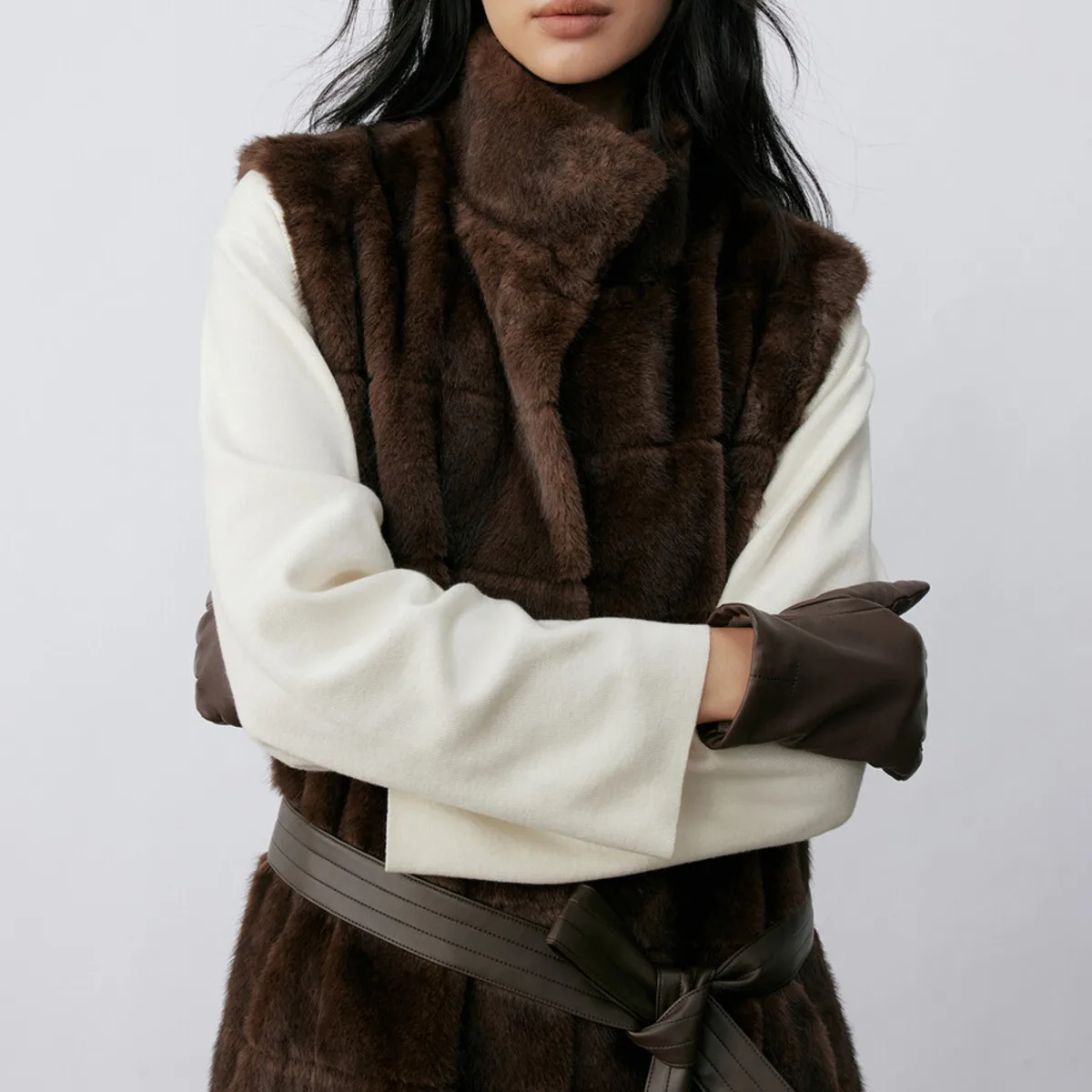 سترة BJTZ النسائية الشتوية الطويلة من الفرو الصناعي معزولة دافئة مصممة أنيقة وبسيطة وغير رسمية ملابس خارجية مريحة #4
