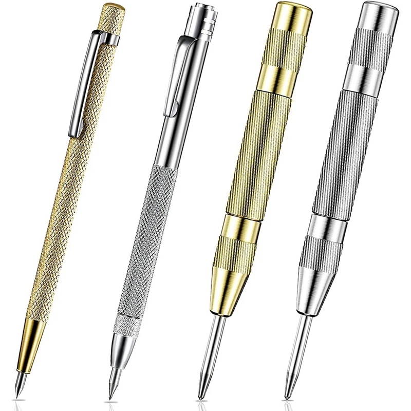 

2 Pieces Scriber Tool 2 Pieces Center Punch Aluminum Automatic Center Pen For Metal Glass Ceramics Gold Welding