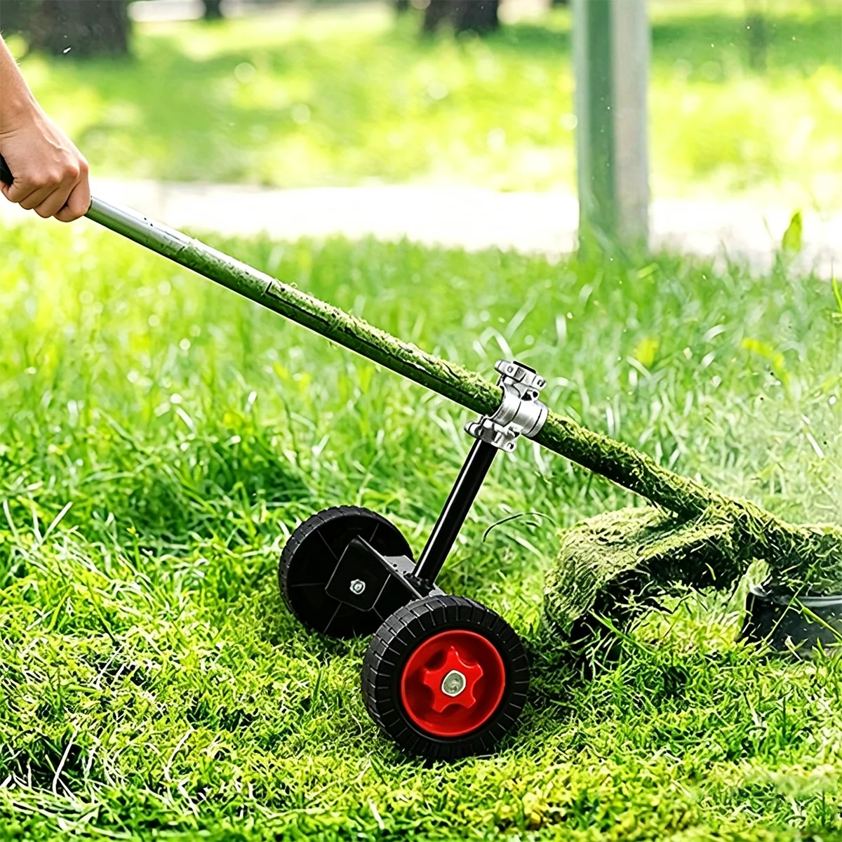 String Trimmer Auxiliary Double Wheel Support Bracket Labor Saving Lawn Grass Weed Cutter Accessory For Garden Yard Trimming