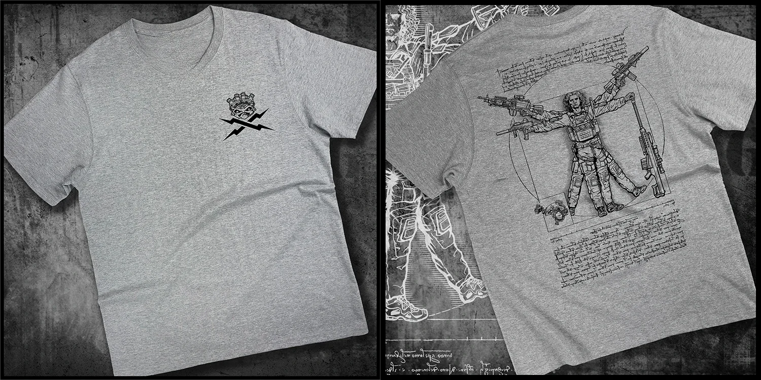 Camiseta de manga corta para hombre, cuello redondo, tejido de base gruesa, estilo militar, resistente, diseño Hombre de Vitruviano de Da Vinci, novedad 2026