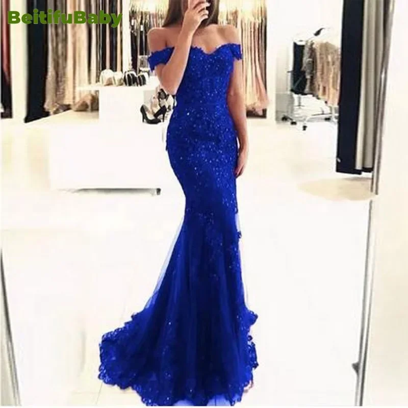 

2024 Women's Party Dress Arabic Off The Shoulder Lace-up Fishtail Skirts Elegant Banquet Formal Evening Dress for Women Vestidos