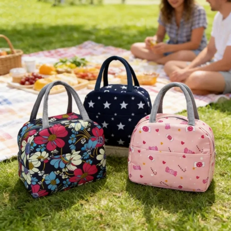 Women Insulated Lunch Bags Cooler Tote Bag With Front Pocket Lunch Box Adults Lunch Bag Men Girls Work Hiking Picnic Lunch Bag