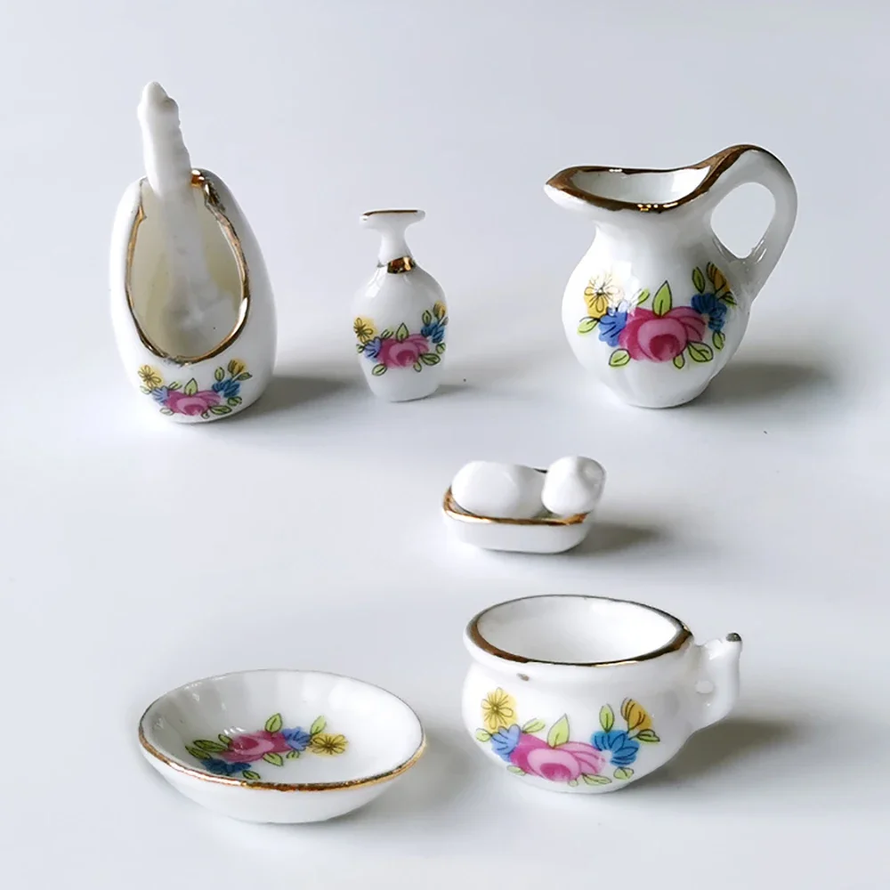 

8Pcs 1/12 Dollhouse Miniatures Mini Kettle Cup Plate set Model Toy for Doll House Accessories Decoration