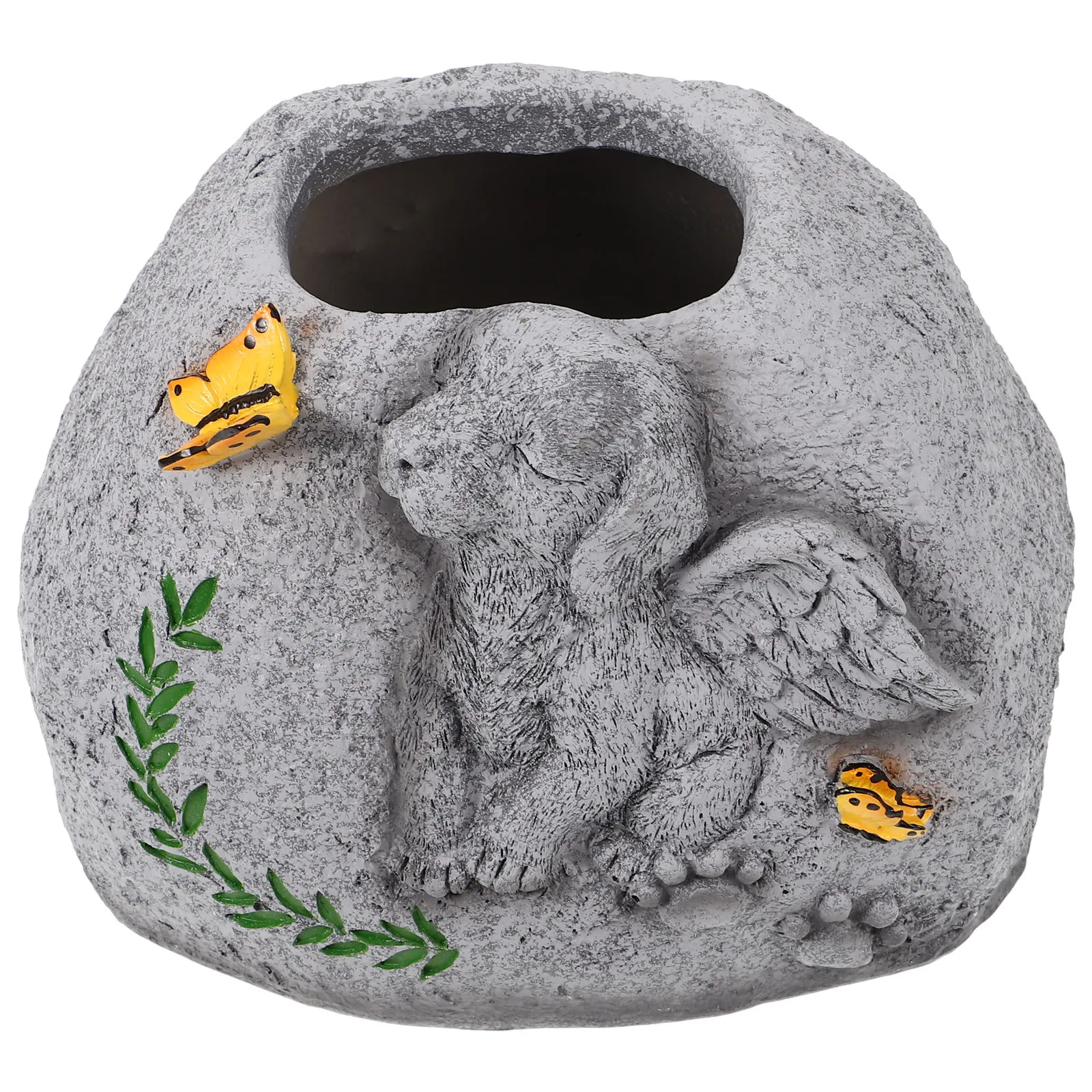 

Dog Memorial Resin Flower Pot Garden Outdoor Pet Tombstone Plant Pot Weather Resistant Dog Grave Marker Pots for Plants