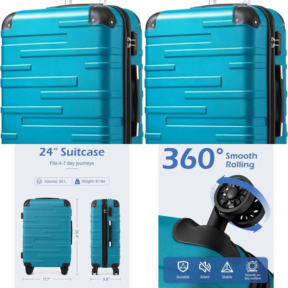 Coolife Carry-On Hardside Spinner Suitcase with TSA Lock & Telescopic Handle