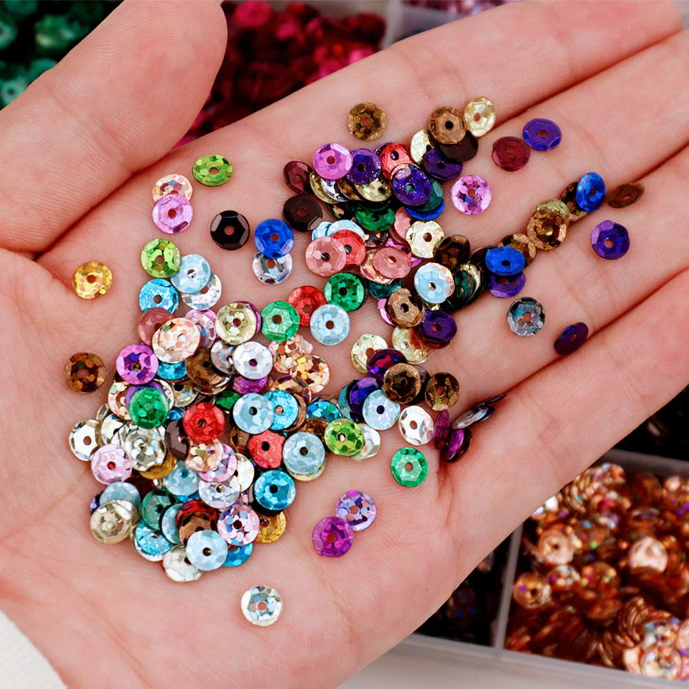 24 Colors Bright Sequins Round Flatback Confetti Paillettes Sewing Wedding Dress DIY Crafts Accessories