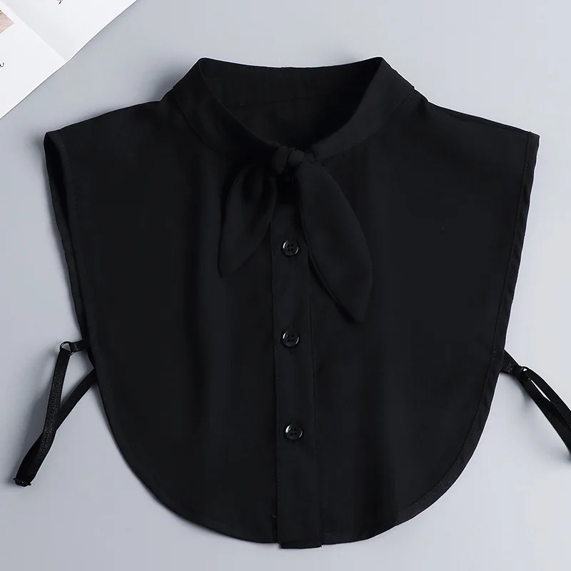 الكورية الوقوف Bowknots كاذبة طوق المرأة بلون فو كول نصف قميص بلوزة الياقات وهمية سترة قميص الياقات للانفصال #5