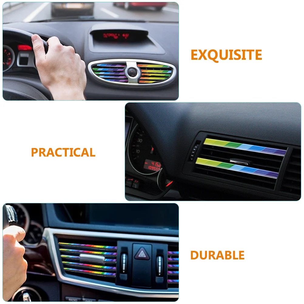 

10Pcs Car Outlet Clip Trim Shiny Rhinestone U Shaped Vent Grille Trims Decorative Strips for Conditioning Interior
