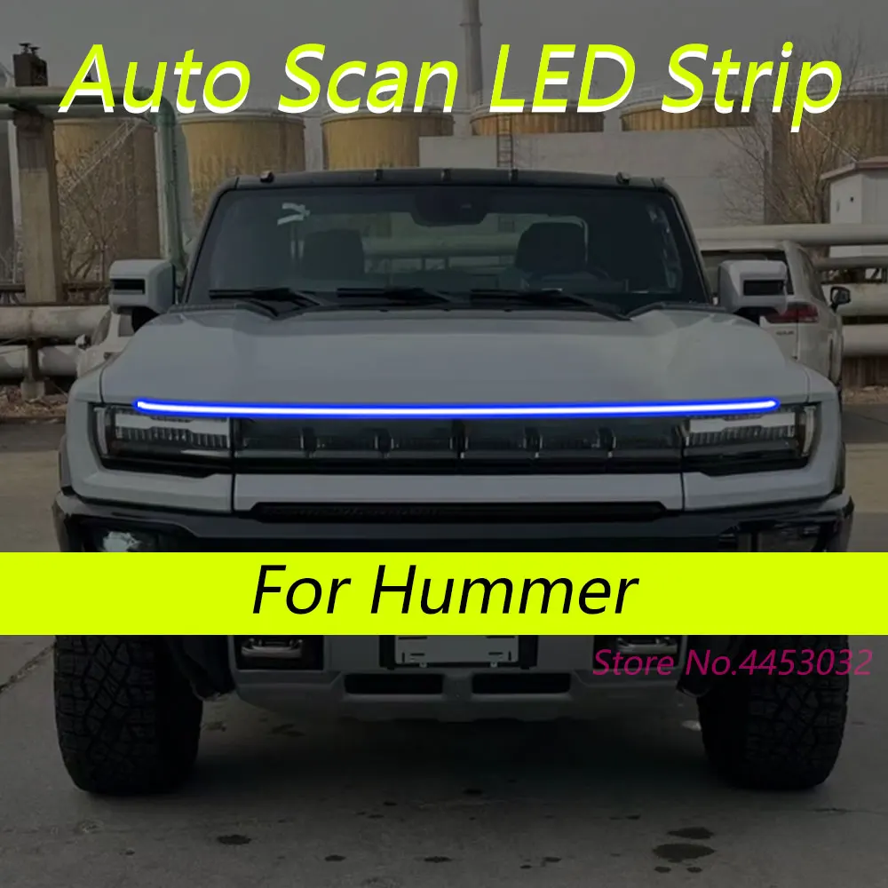 DRL Auto Scan Starting LED Strips For GMC Hummer 2022-2025 Car Hood Light Flexible Headlights Welcome Light 59 Inch