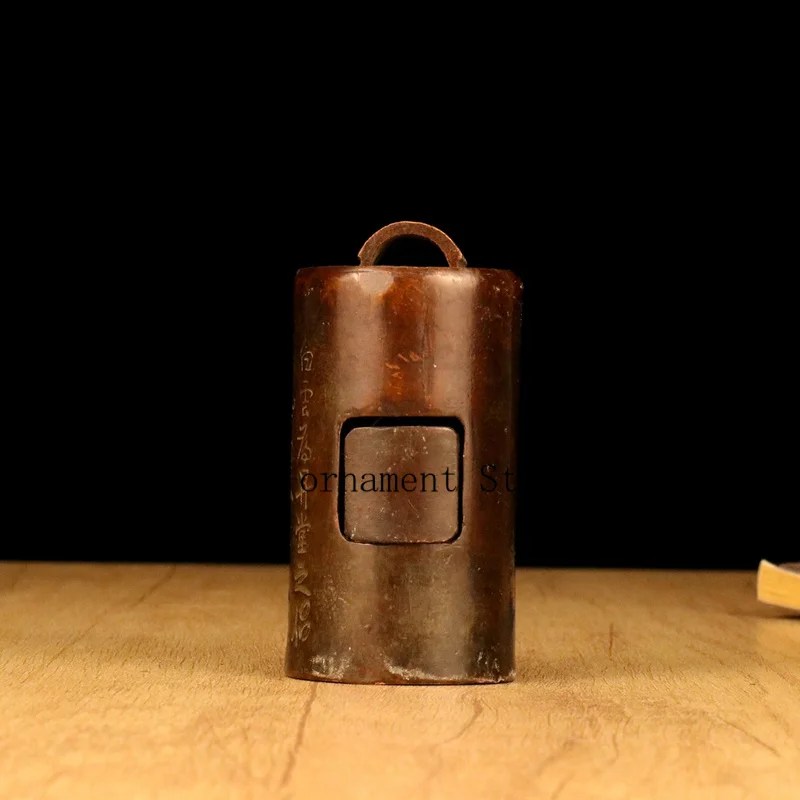 Antique-style cylindrical weight set, bronze ornament, antique collectible, office desk decoration, handicraft