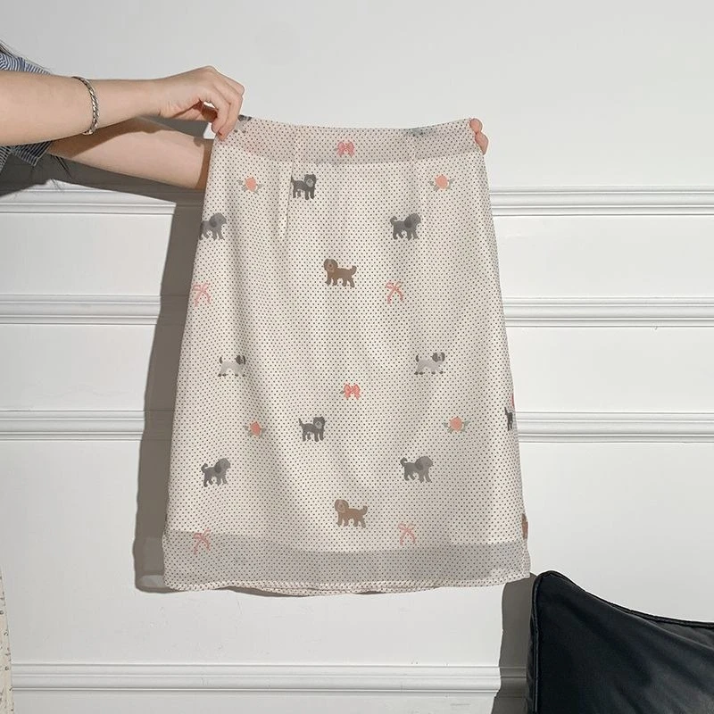 

Deeptown Japanese Style Polka Dot Skirt Women Kawaii Elegant Summer Print Mid Skirts Y2k Cutecore Casual A-line Mesh Skirts