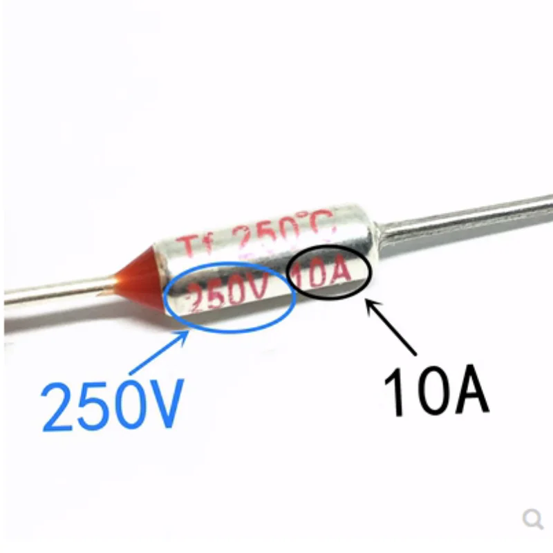 10pcs Temperature RY 10A 250V TF Thermal Fuse 65 73 75 85 100 105 110 120 130 152 165 172 185 192 200 216 240 280°C Degree