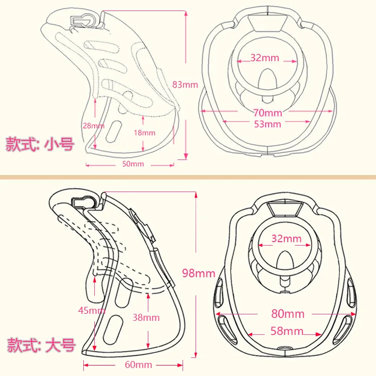 New Plastic Chastity Cage with 4 Size Rings Male Chastity Cock Cage Penis Abstinence Anti Cheating Device Adult Erotic Products