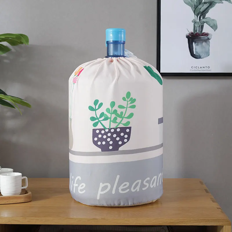 Water Dispenser Bucket Cover Small Fresh All Inclusive Upper Opening Drawstring Water Dispenser Cover Fabric Printed Dust Cover