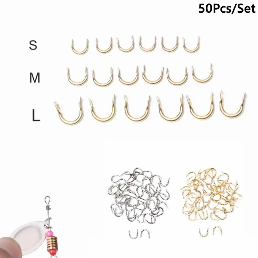 50PCS/Lot Folded U-Shaped Clip Clevises Easy-Spin Solid Brass Fishing Lures Artificial Bait Spinner Outdoor Fishing Accessories