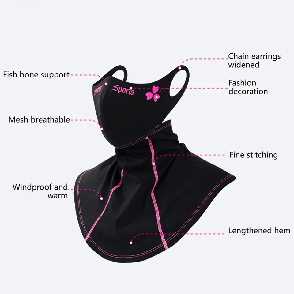 GTUBIKE Winter Ski Face Mask Fleece Lining Thickened Warmth Outdoor Cycling Neck Warmer Windproof Cold-Resistant Ear Loop Design