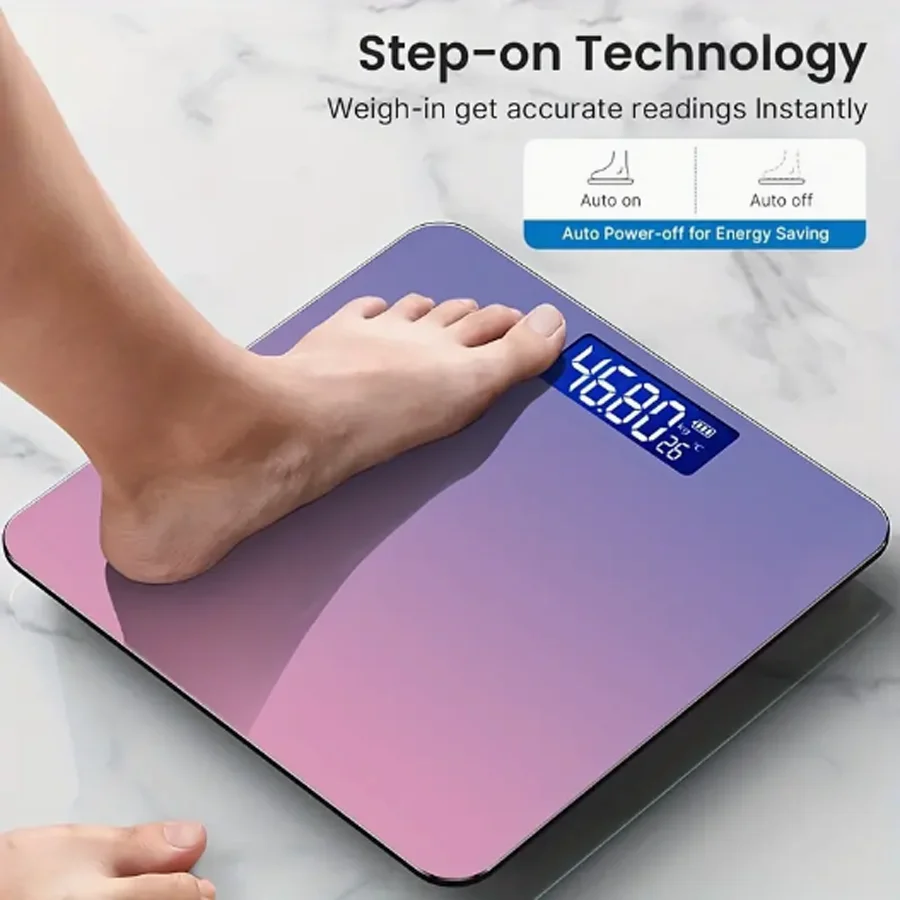 Gradient Color Intelligent LCD Electronic Scale Digital Display Glass Weight Scale Balance Body Health And Weight Loss