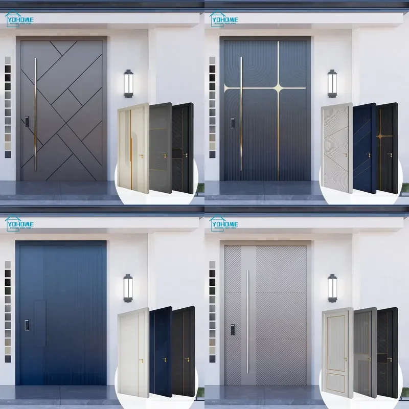 China Top Factory Custom Exterior Security Doors Aluminum Entrance Door for Home Hurricane Impact Outdoor Pivot Doors