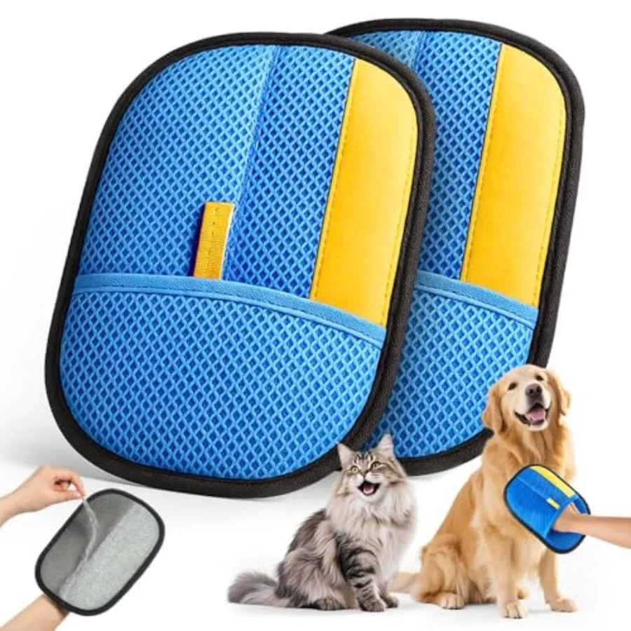 

Утолщенные электростатические перчатки для удаления шерсти домашних животных, 2 шт., многоразовые, прочные перчатки для груминга кошек и собак, перчатки для удаления шерсти