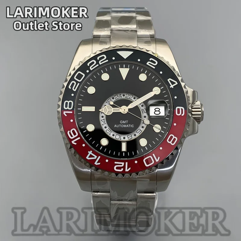 

LARIMOKER 43mm 24-Hour GMT Scale Men's Automatic Watch Sapphire Crystal Stainless Steel Case Band DG5833 Movement Wristwatch