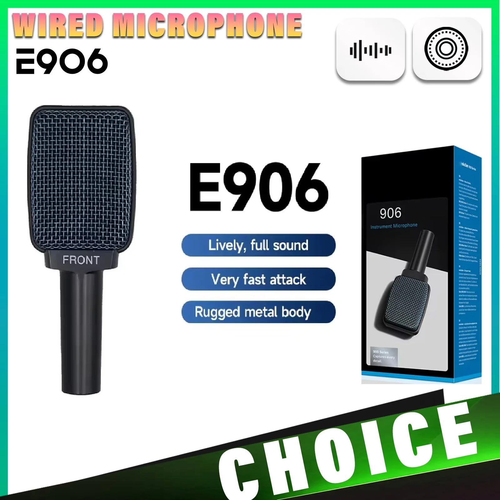 

E906 Суперкардиоидный микрофон, кардиоидный инструмент, микрофон, микрофон, барабанный настольный микрофон с зажимом для хит продаж