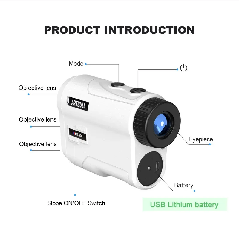 Golf rangefinder charging 600m lock flag ramp outdoor laser ranging telescope