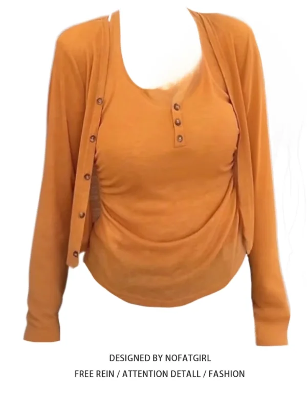 

plus Size Summer Autumn Knitted Open Cardigan Tank Top Set Casual Style Sun Protection Layering Slimming Effect Women's Fashion