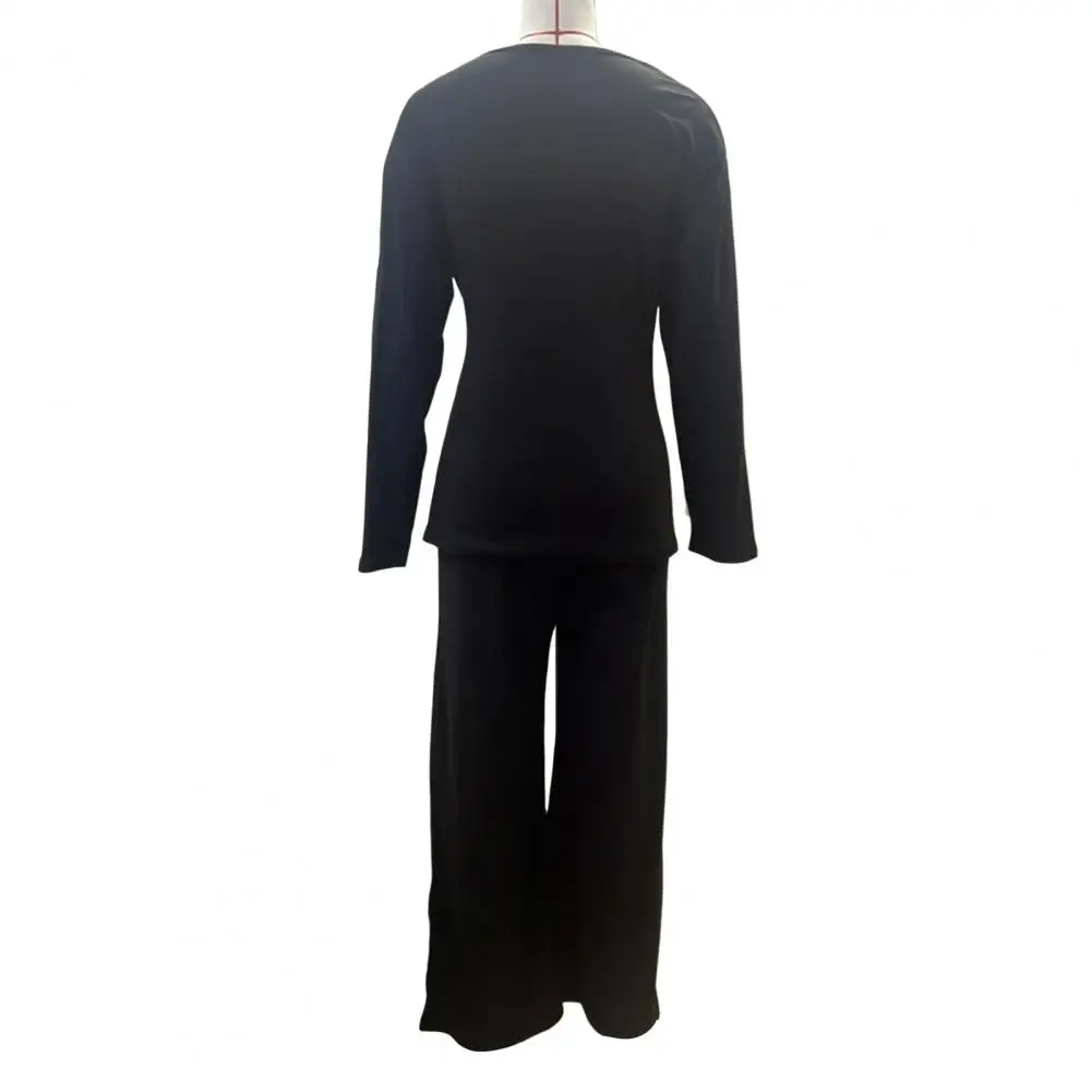 

Velvet Suit Elegant Lace-up Blouse Wide Leg Trousers Set for Women Stylish Round Neck Top with Pleated Details Chic for Fall