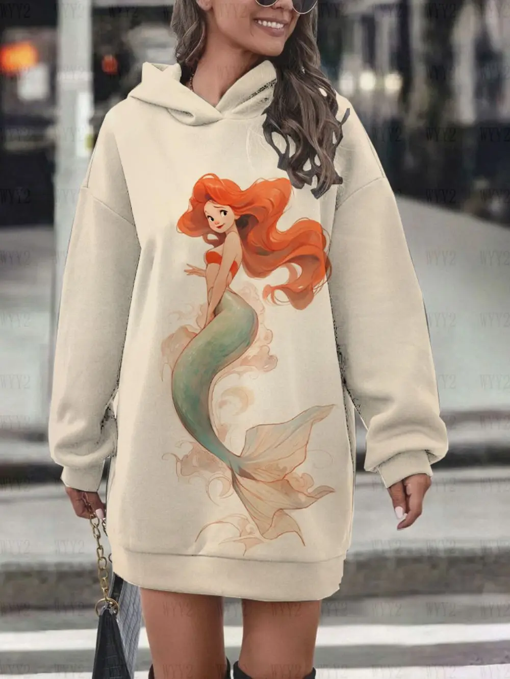 

Fashion Street Retro Girls Hoodie Dress Disney Princess Print Comfortable Simple Long Sleeve Autumn and Winter Hoodie
