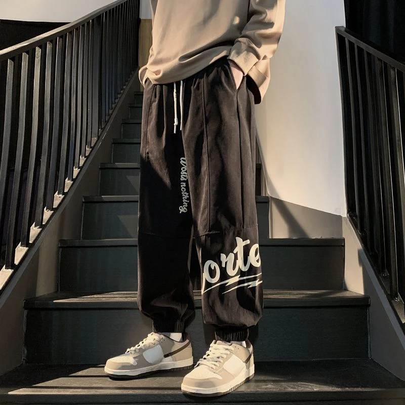 

Man Sports Pants Hip-hop Wide Leg Graphic Sweatpants for Men Harem Trousers Flated Plus Size Big Joker Sweatshirt Athletic Loose