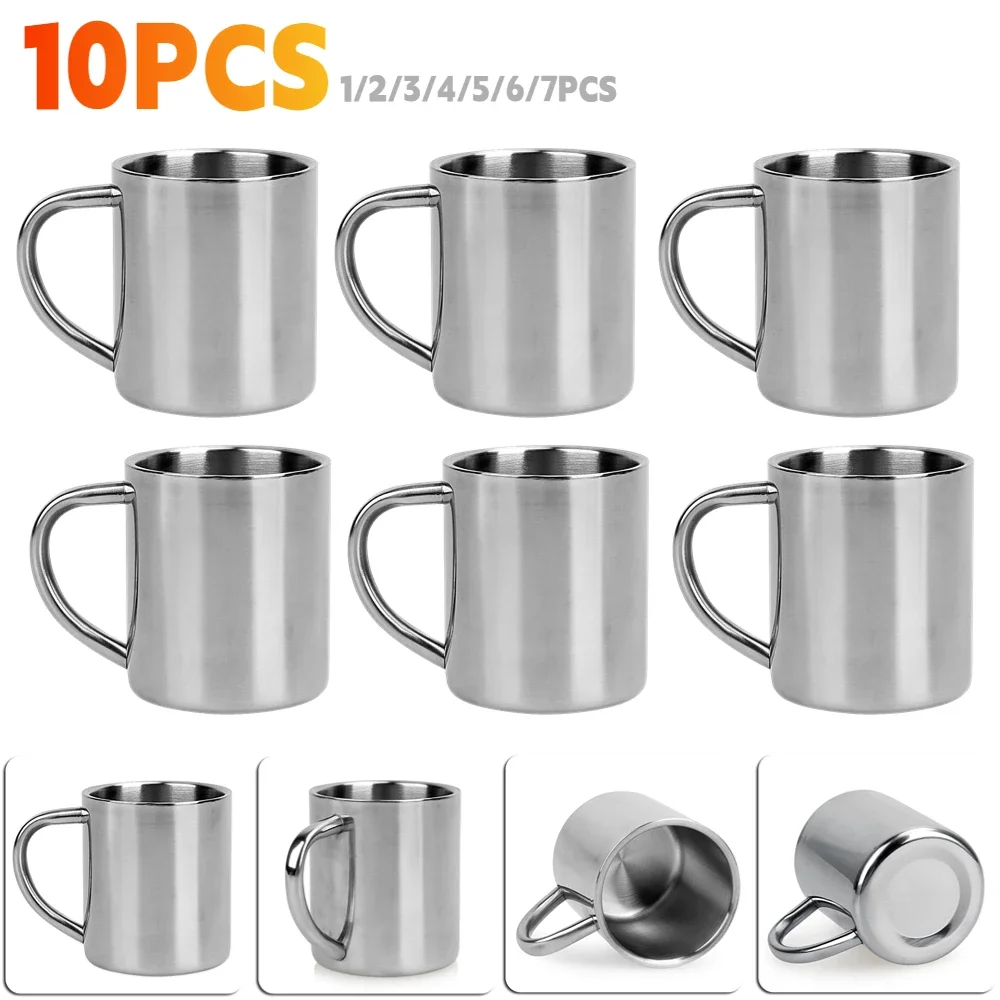 

Стальная кружка, 1-10 шт., 200 мл, кружка для кофе, портативная кружка для молока, чая, дорожная кружка с двойными стенками, кружка для воды, кухонная посуда для напитков