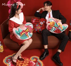 Chinese Wedding Lucky Yuanyang Xi Lovebirds Embroidery Throw Pillow Back Cushion Sofa Home Decor Copule Party Gift