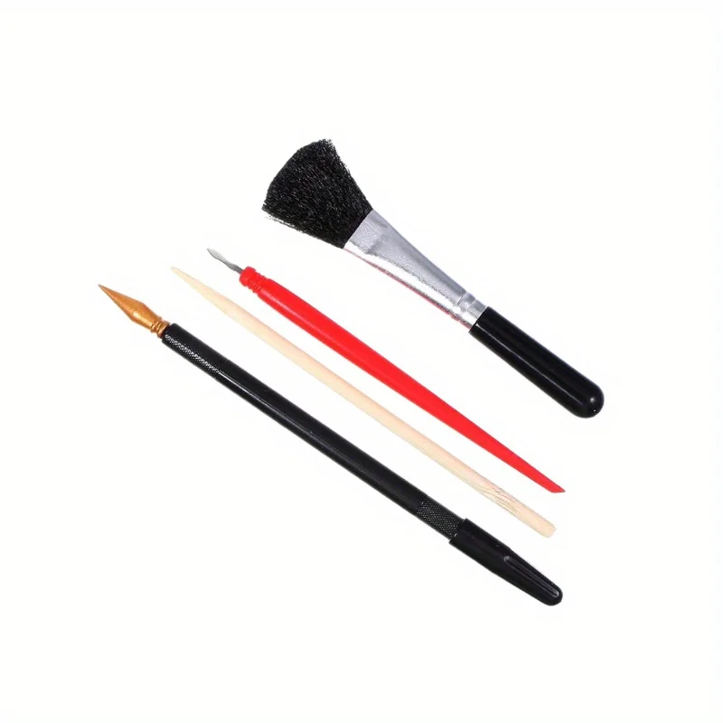 4pcs Scratch Art Tools Scratching Drawing Tool Set Including Tools Bag, Scratch Coloring Pens, Plastic Pens, Wooden Stylus