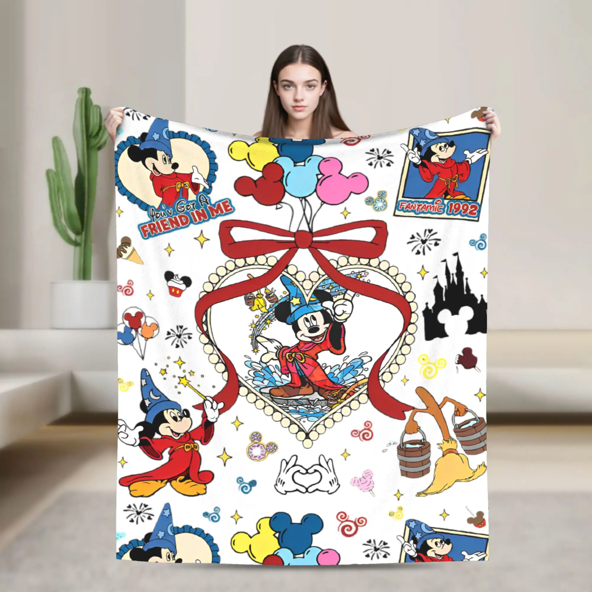 

Фланелевое одеяло Fantasia Magic с Микки Маусом, волшебником и мышью, потрясающие мягкие пледы для постельного белья, гостиной, весна/осень