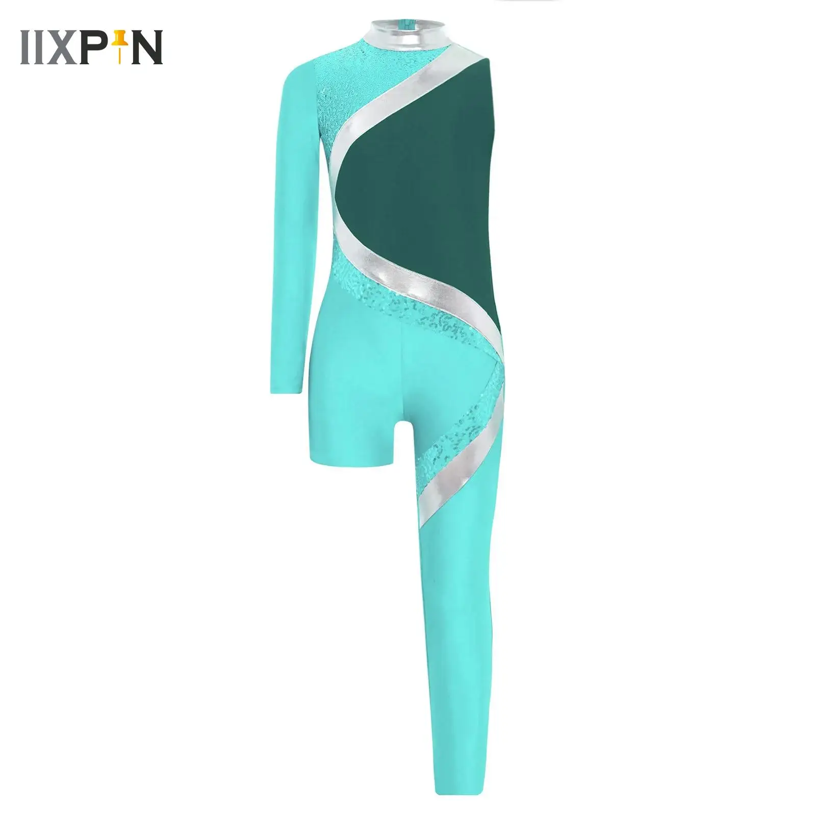 

Children's Artistic Skating Full Leotard Kids Dance Jumpsuit Girls Gymnastics Bodysuit Asymmetrical Ballet Bodysuit Dancewear