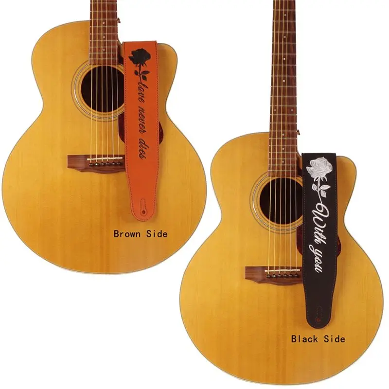 

Just- Nubuck Leather Guitar Strap Soft Genuine Leather Adjustable Strap Length for Bass Electric Guitar Acoustic Guitar